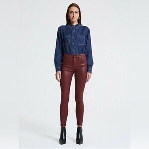 AG ADRIANO GOLDSCHMIED burnt orange Coated Skinny Jeans. 30